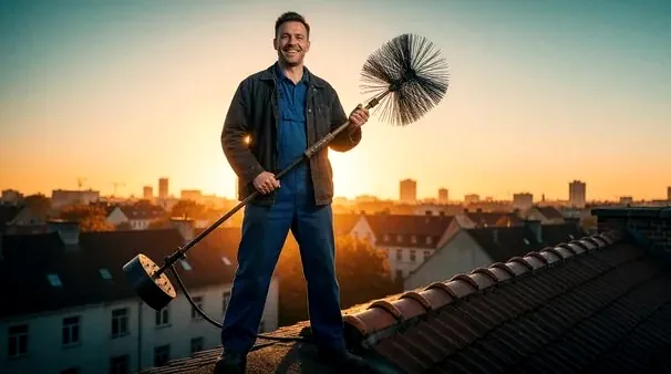 Chimney technician on a steep Lone Tree roof