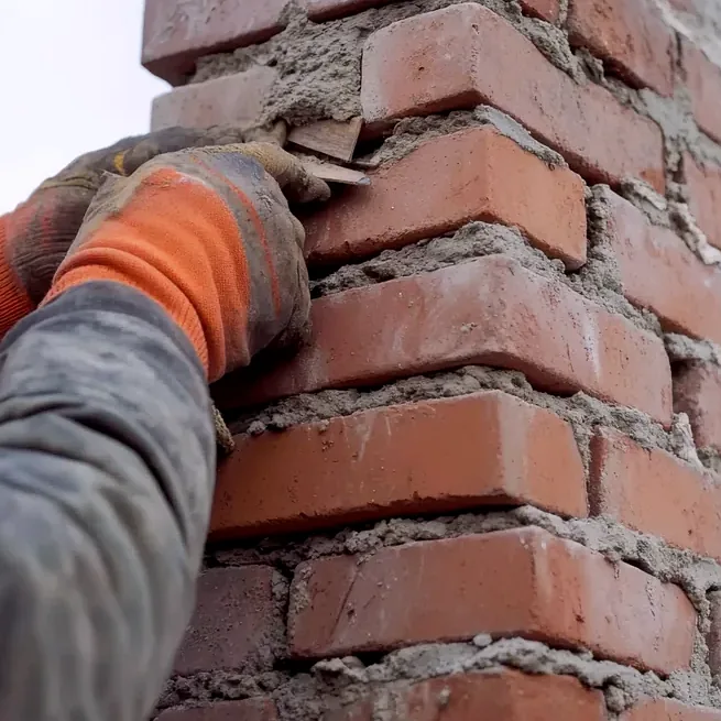 Tuckpointing a chimney in Meridian